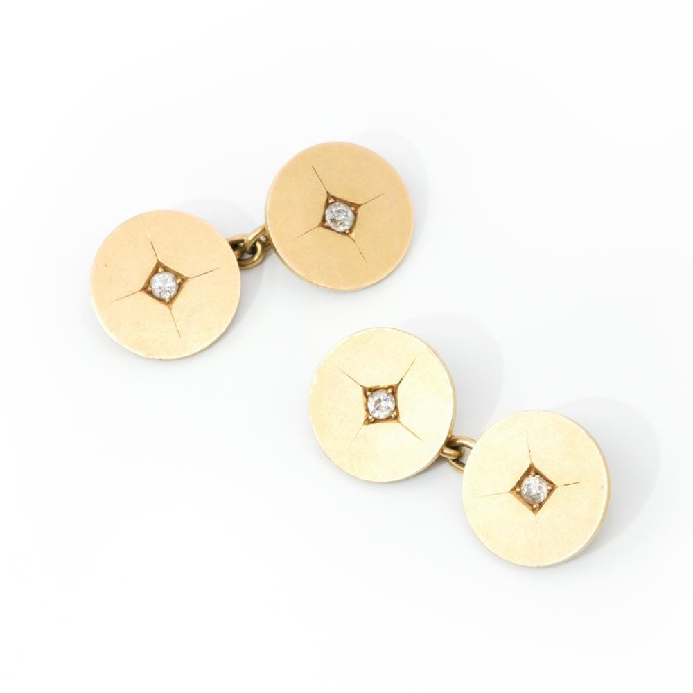 Antique Old Cut Diamond 18ct Gold Cufflinks sold by Roxbury's Auction House, lot 432 — auction record photograph