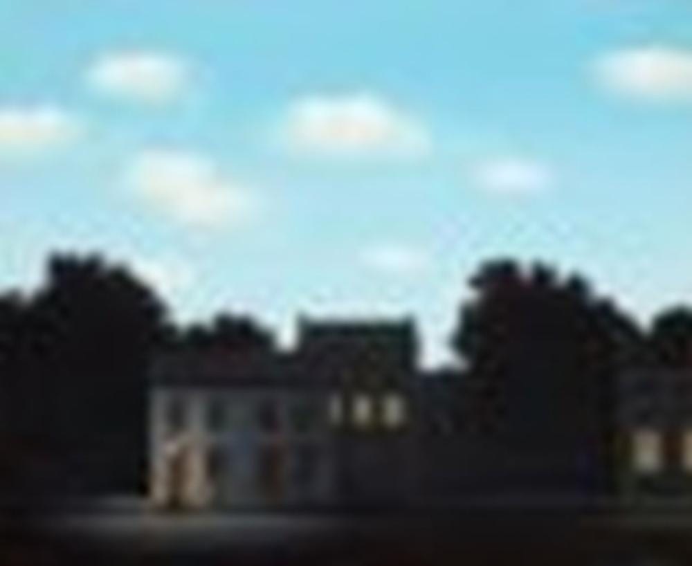 Rene Magritte (1898-1967) L'empire des lumières oil on canvas 19 x 23 1/8 i comparable sale