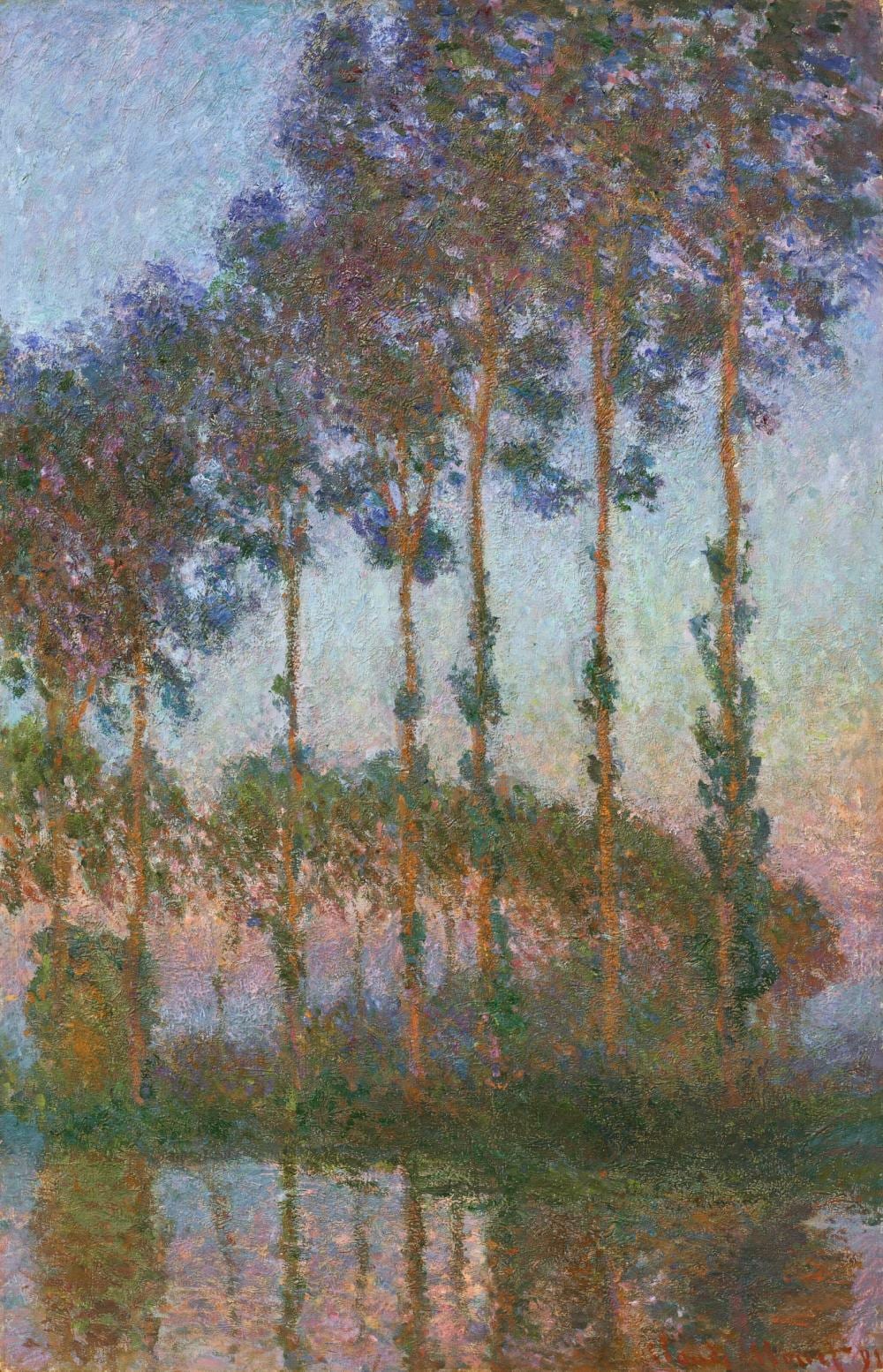 Claude Monet (1840-1926) Peupliers au bord de l’Epte, crépuscule oil on can comparable sale