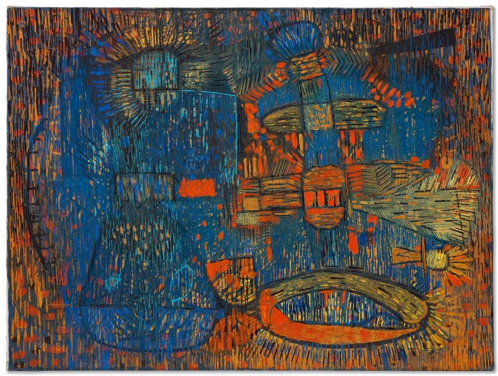 lee mullican 1919 1998 untitled oil on canvas30 x 40 in 76 2 x 101 6 · Christie's · 2025-05-15 Lee Mullican comparable auction result: lee mullican 1919 1998 untitled oil on canvas30 x 40 in 76 2 x 101 6