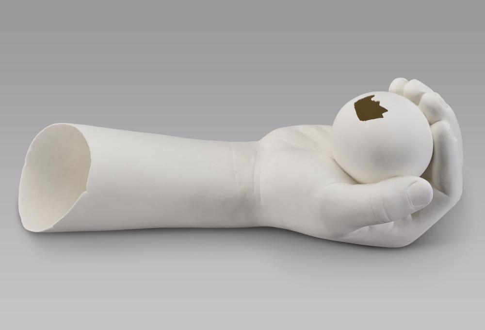 Charles Ray comparable auction result: charles ray b 1953 hand holding egg porcelain3 x 8 x 3 in 8 3 x