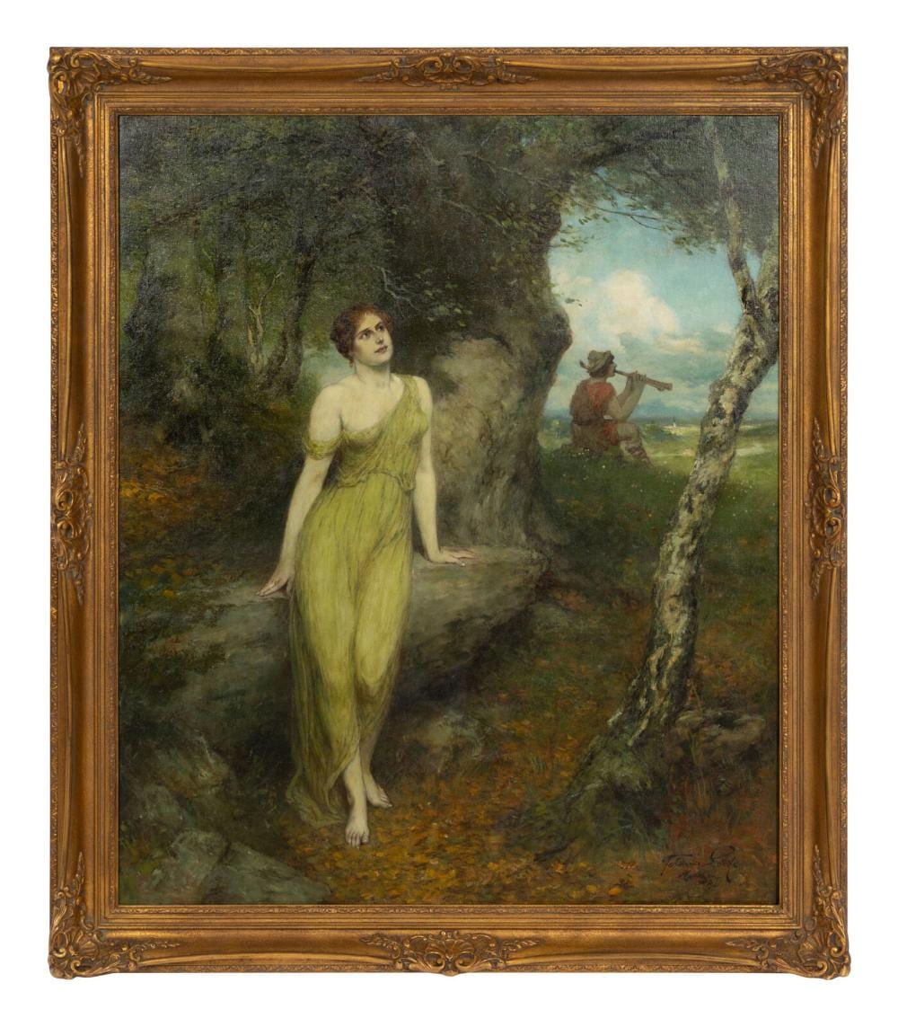 Ferdinand Leeke comparable auction result: ferdinand leeke german 1859 1923 maiden and troubadour 1921