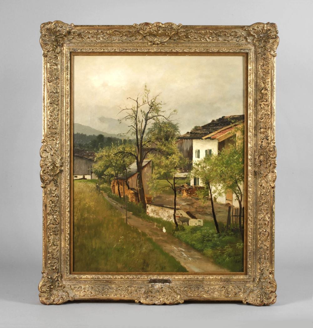 August Fink, Bauernhof bei Lenggries sold by Auktionshaus Mehlis GmbH, lot 4367 — auction record photograph