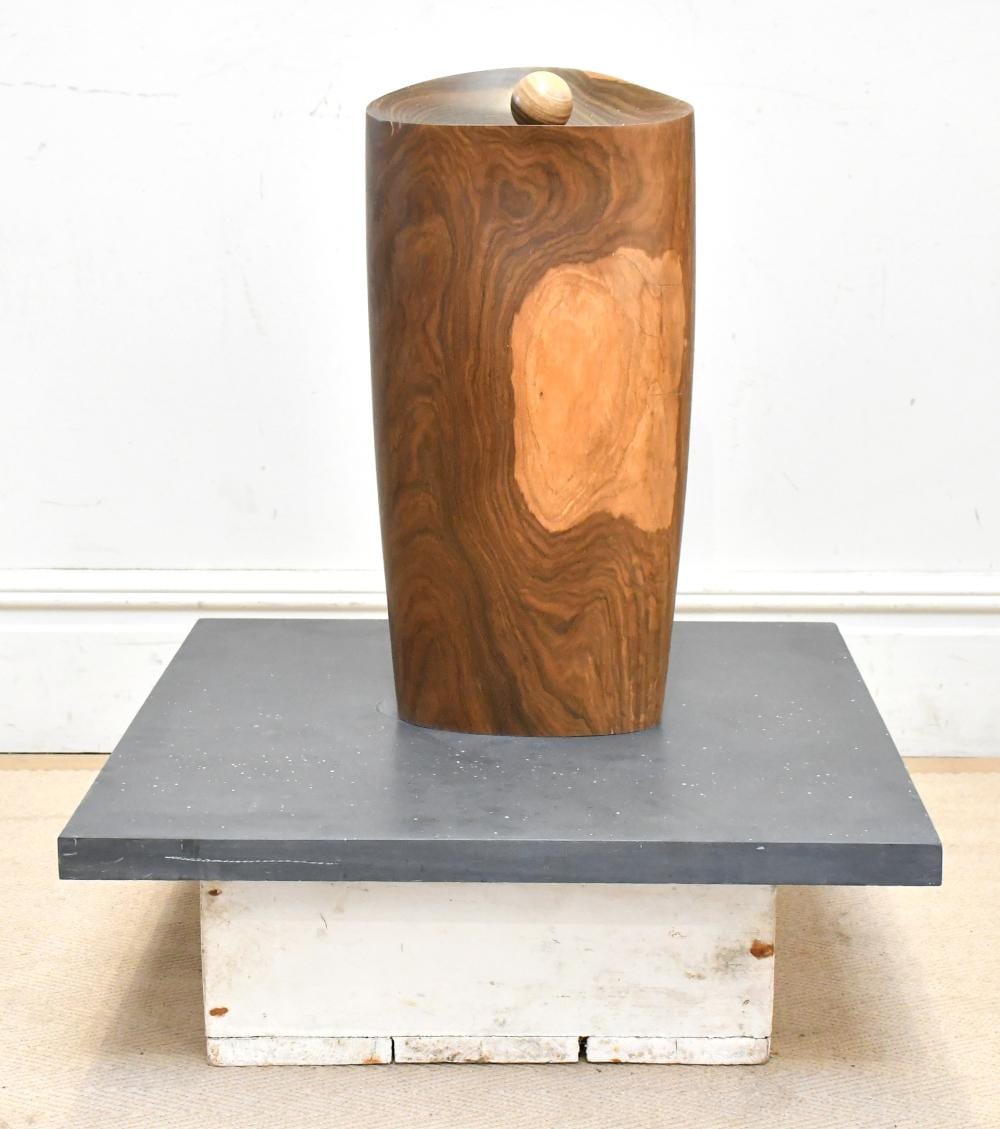 David (1928) Gilbert comparable auction result: david gilbert 1928 2016 lignum vitae lignum 8 on a slate plinth base and associated white painted plinth height 80cm width 66cm
