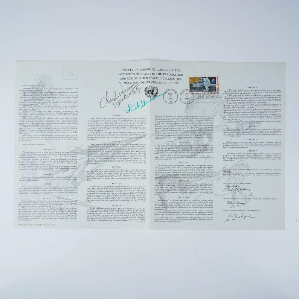 charles conrad dick gordon signed outer space treaty print · Lion and Unicorn · 2025-05-07 Charles Conrad comparable auction result: charles conrad dick gordon signed outer space treaty print