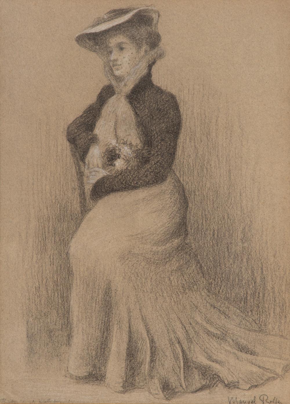 manuel robbe french 1872 1936 la voilette charcoal and chalk on paper · Leonard Auction · 2025-05-20 Manuel Robbe comparable auction result: manuel robbe french 1872 1936 la voilette charcoal and chalk on paper