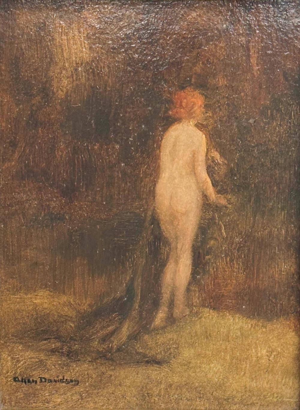 Allan Douglas Davidson comparable auction result: allan douglas davidson oil on board painting of a nude woman signed