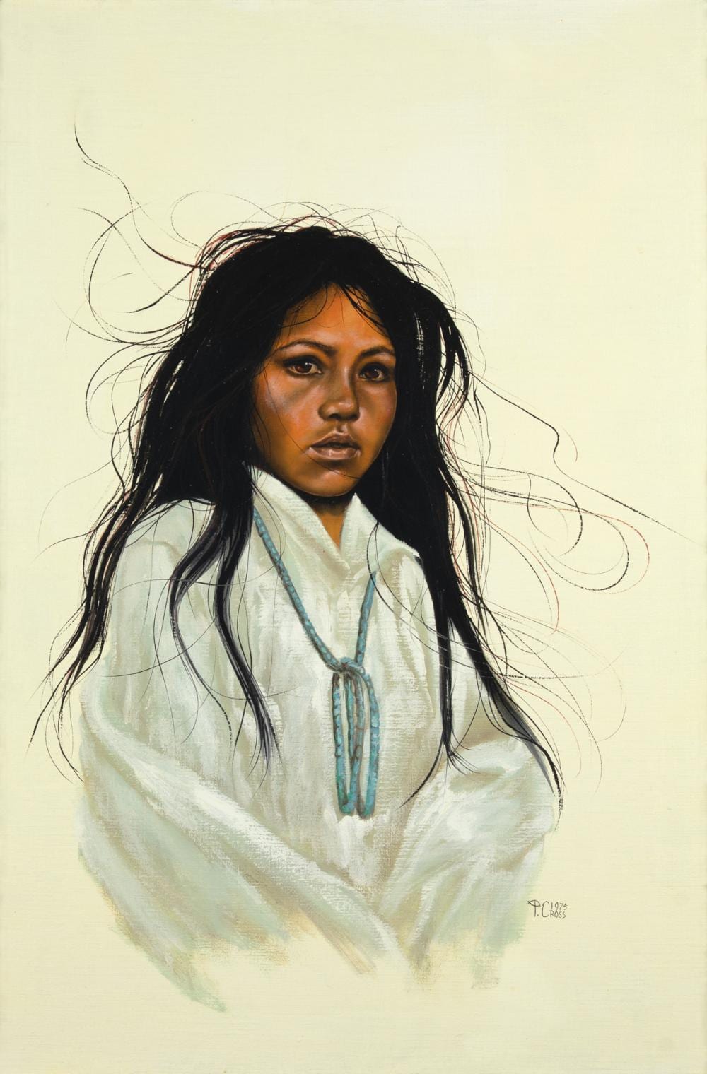 penni anne cross 1939 2016 the turquoise necklace 1975 · Jackson Hole Art Auction · 2025-05-30 Penni Anne Cross comparable auction result: penni anne cross 1939 2016 the turquoise necklace 1975