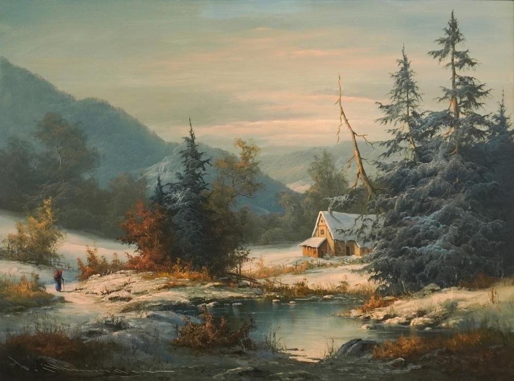 ludwig muninger german 1929 1997 snowy landscape oil on canvas signed l l frame 29 1 4 x 37 in 74 3 x 94 cm · Weschler's · 2025-05-06 Ludwig Muninger comparable auction result: ludwig muninger german 1929 1997 snowy landscape oil on canvas signed l l frame 29 1 4 x 37 in 74 3 x 94 cm