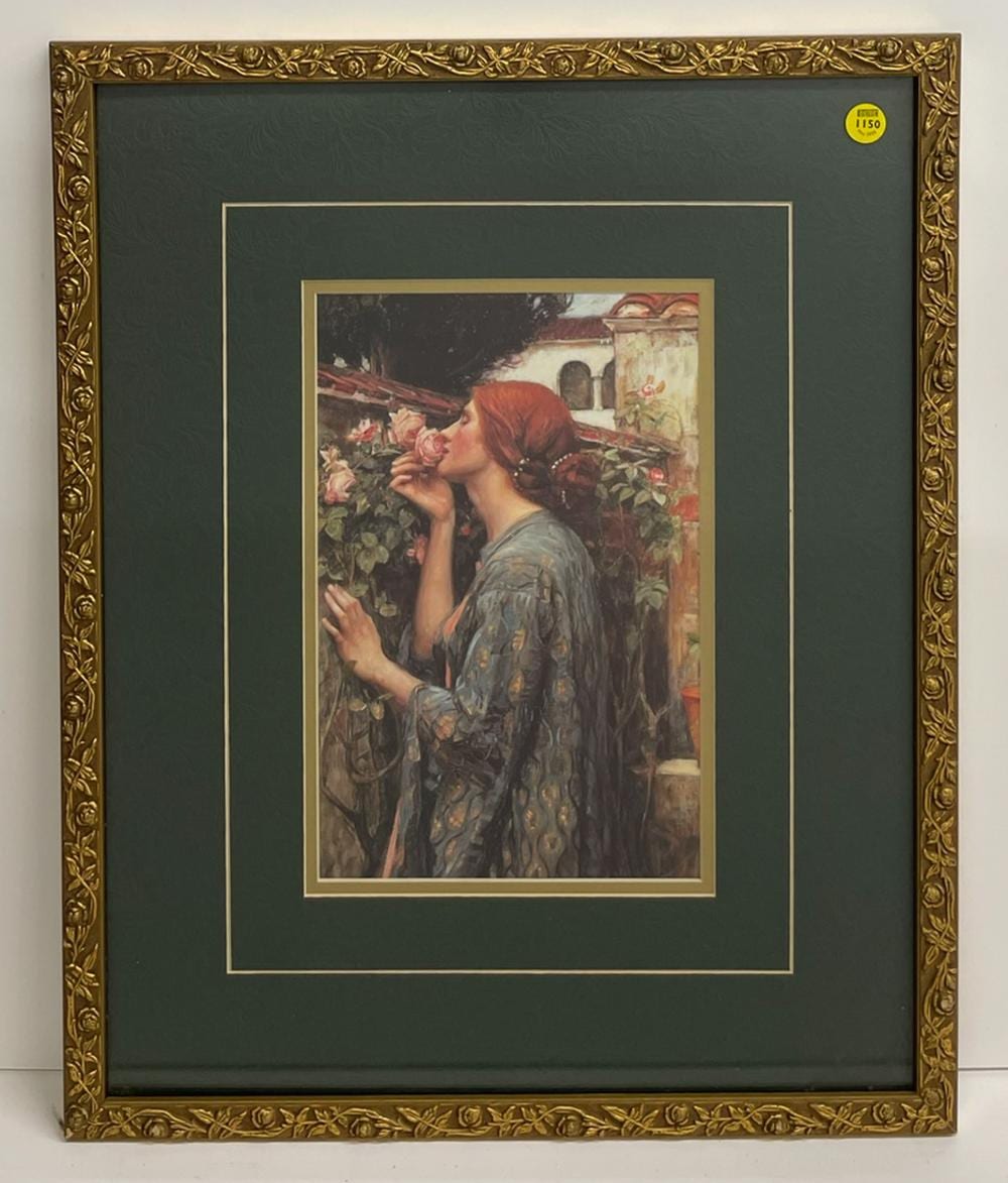 John William Waterhouse comparable auction result: john william waterhouse soul of a rose print framed 21x17