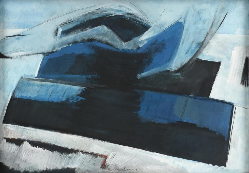 William Kienbusch comparable auction result: william kienbusch american 1914 1980 from baker island 1954 26 3 4 x 38 3 4 in 67 9 x 98 4 cm frame 28 1 4 x 40 in 71 8 x 101 6 cm