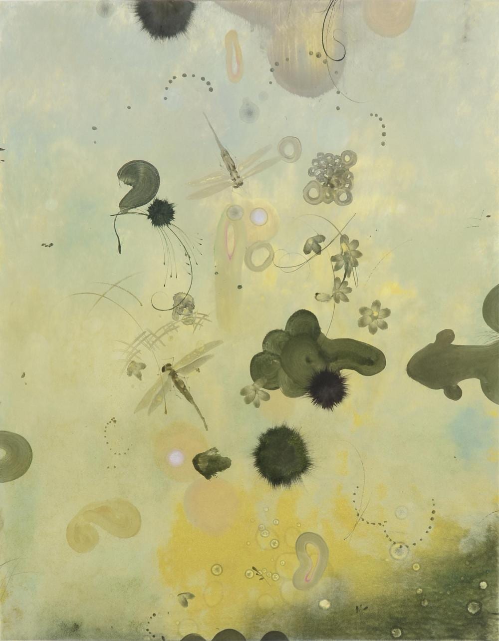 Darren Waterston comparable auction result: darren waterston american b 1965 fuzzy love ii 1999 30 1 2 x 24 1 2 in 77 5 x 62 2 cm frame 32 1 2 x 26 1 2 in 82 6 x 67 3 cm