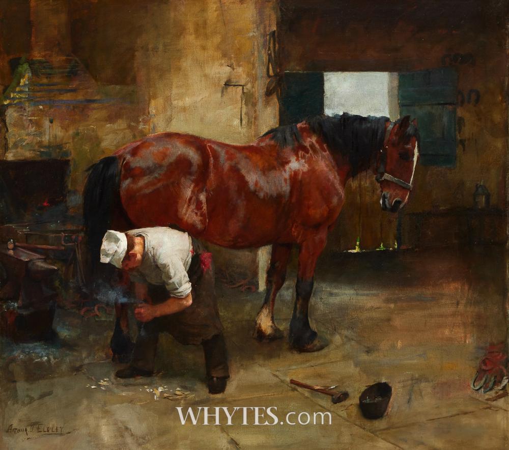 Arthur John Elsley (British, 1861-1952) THE BLACKSMITH sold by Whyte's, lot 9 — auction record photograph