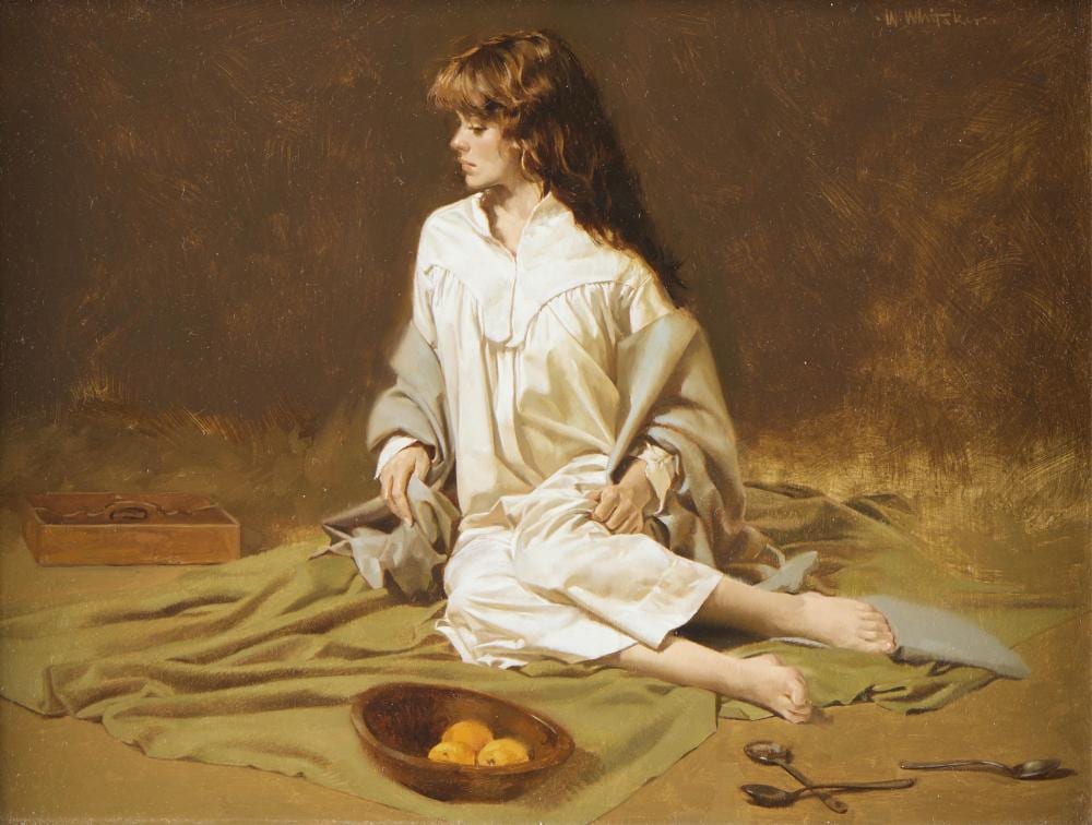 William Whitaker comparable auction result: william whitaker miss mary oil painting
