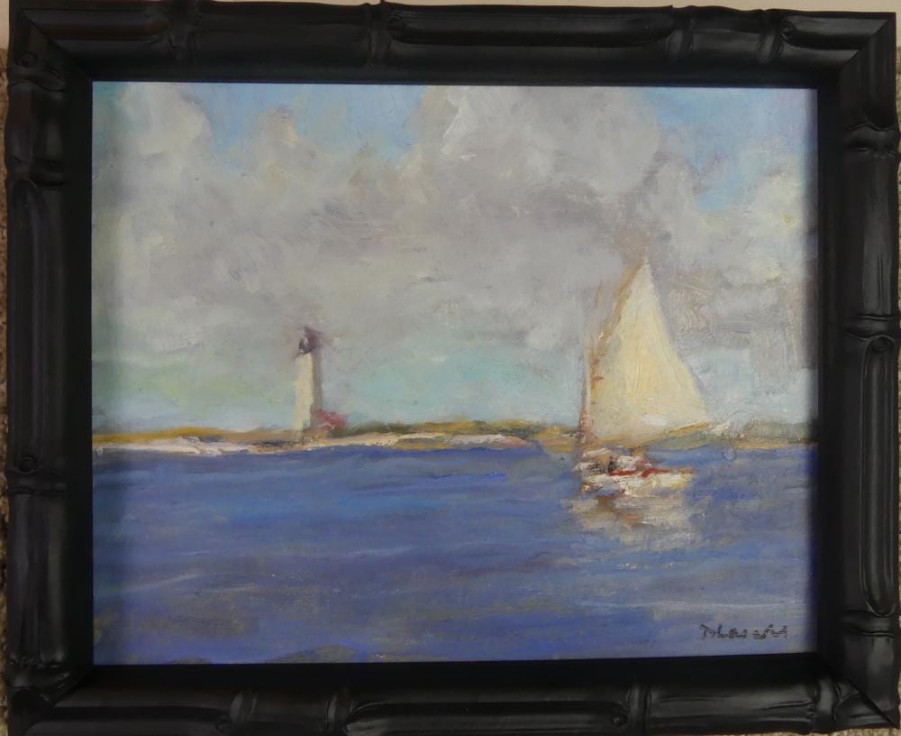david lazarus painting sailboat lighthouse · Americana Auctions · 2025-05-18 David Lazarus comparable auction result: david lazarus painting sailboat lighthouse