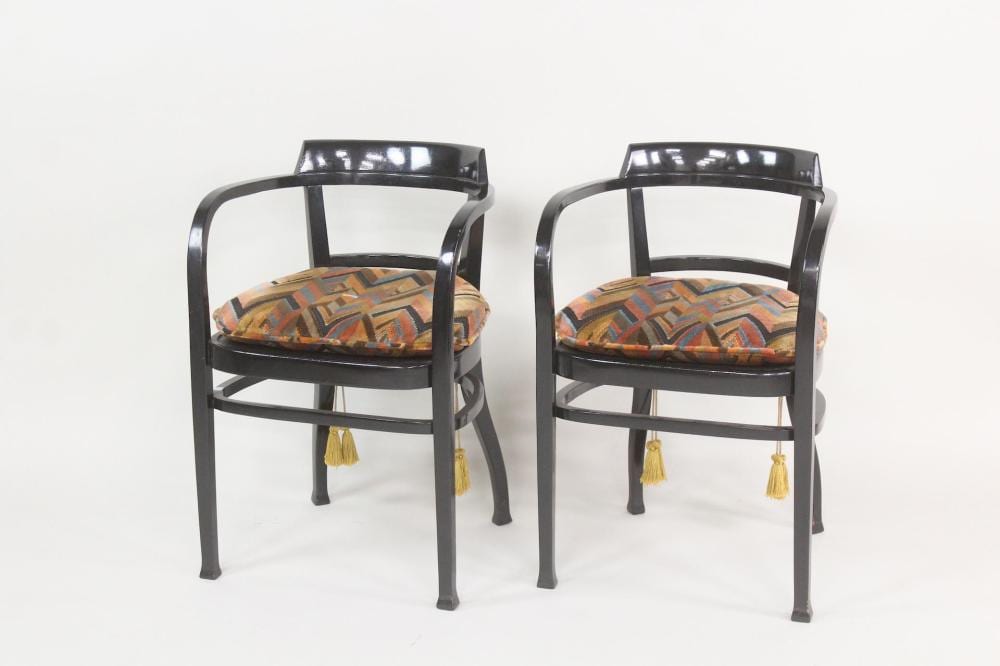 Otto Wagner comparable auction result: pair of black lacquer thonet chairs by otto wagner