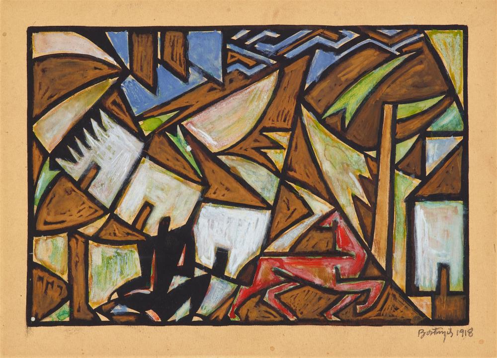 s ndor alexander bortnyik landschaft mit h usern und pferd 1918 · Lempertz · 2025-05-31 Sándor Vágó comparable auction result: s ndor alexander bortnyik landschaft mit h usern und pferd 1918