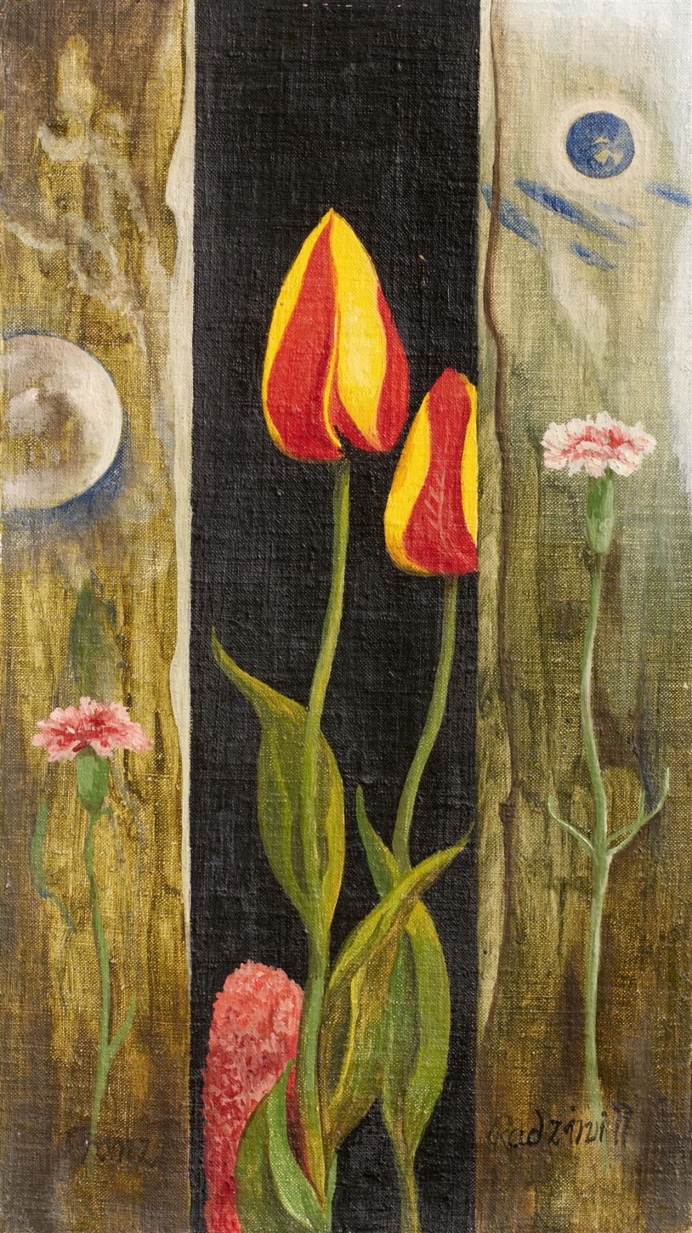 Franz Radziwill comparable auction result: franz radziwill zwei tulpen und nelken 1970