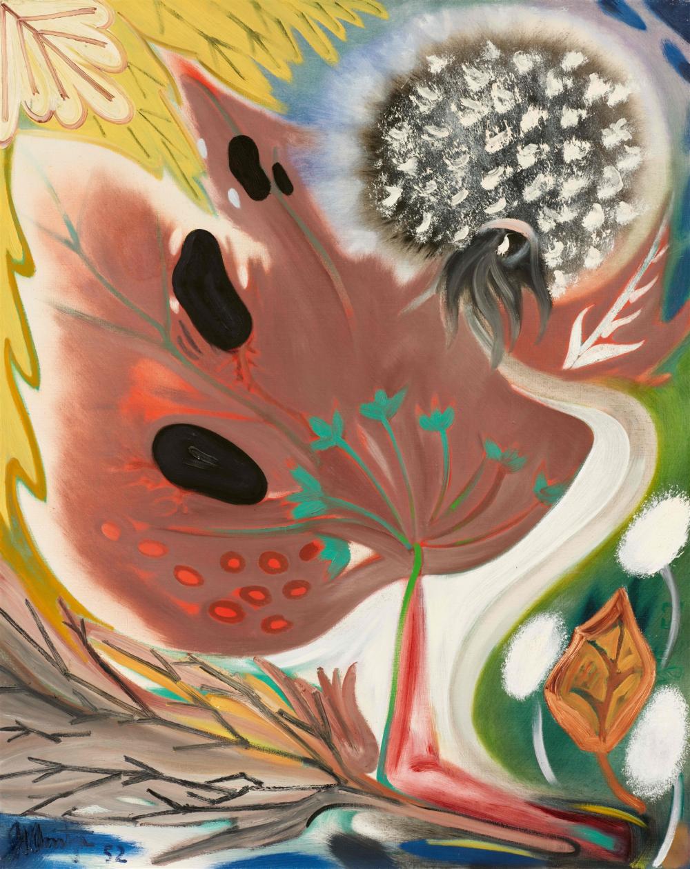 Georg Muche comparable auction result: georg muche herbstblatt 1952