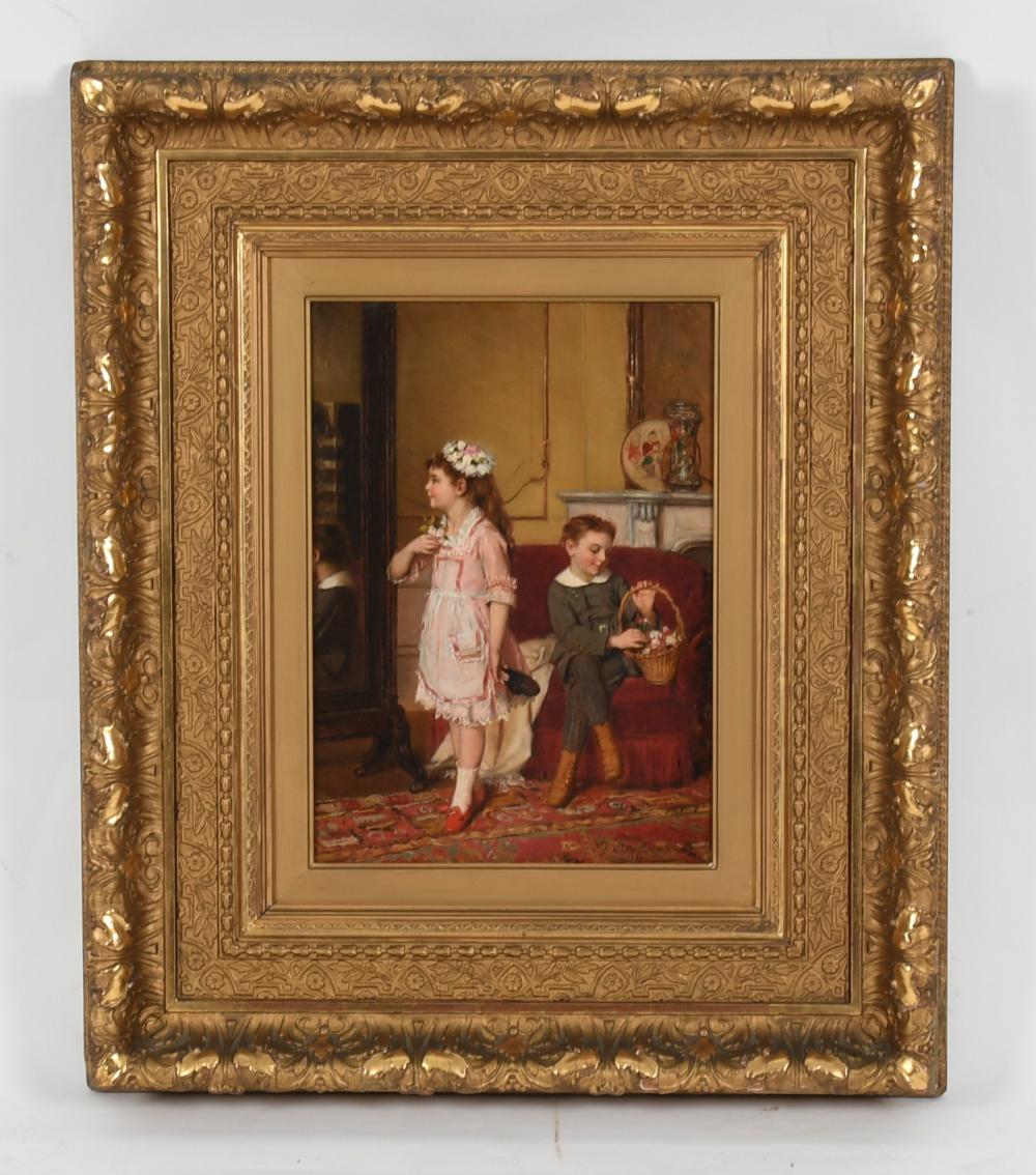 Albert Roosenboom comparable auction result: albert roosenboom belgian 1845 1873 children in parlor interior oil on canvas