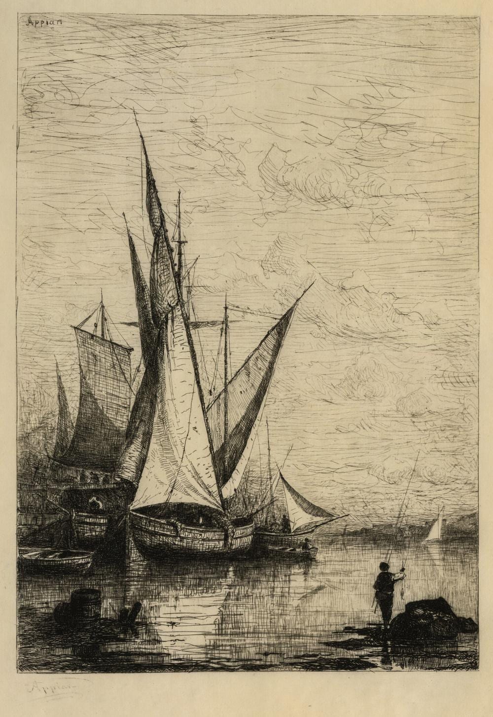 Jacques Barthélemy Appian comparable auction result: adolphe appian le port de genes