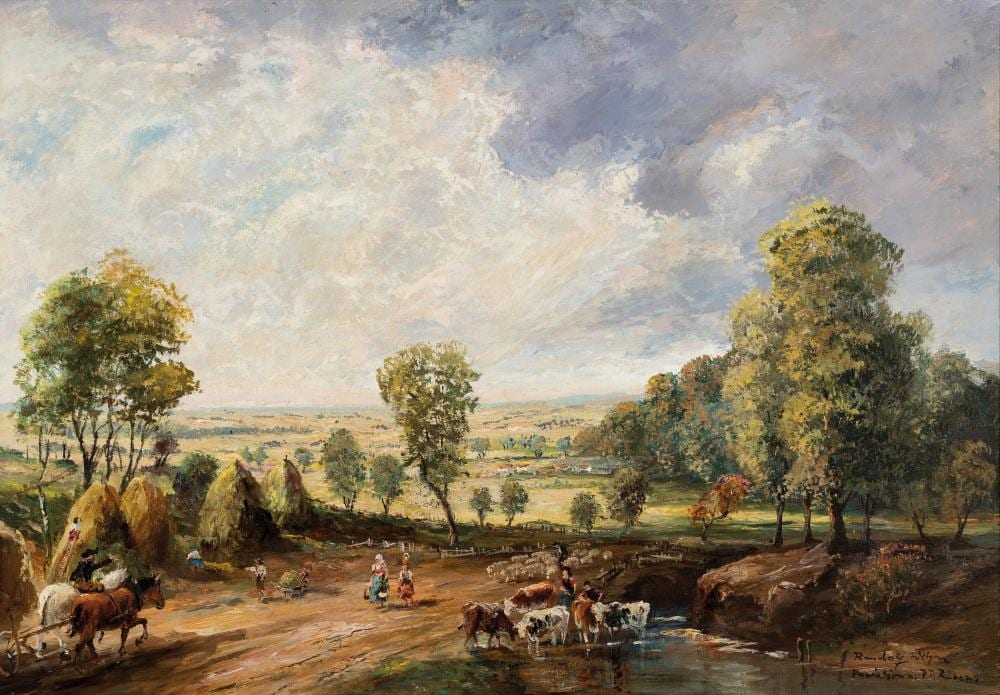 Randolf Wehn comparable auction result: randolf wehn 1911 1987 munich wide landscapewith groups