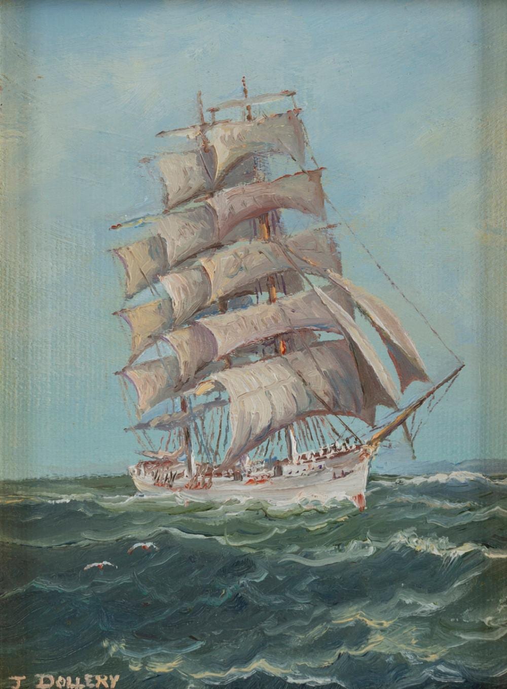 John Dollery comparable auction result: john dollery 1933 2014 untitled tallship oil on canvas board signed lower left j dollery 20 x 15cm 32 x 27cm overall
