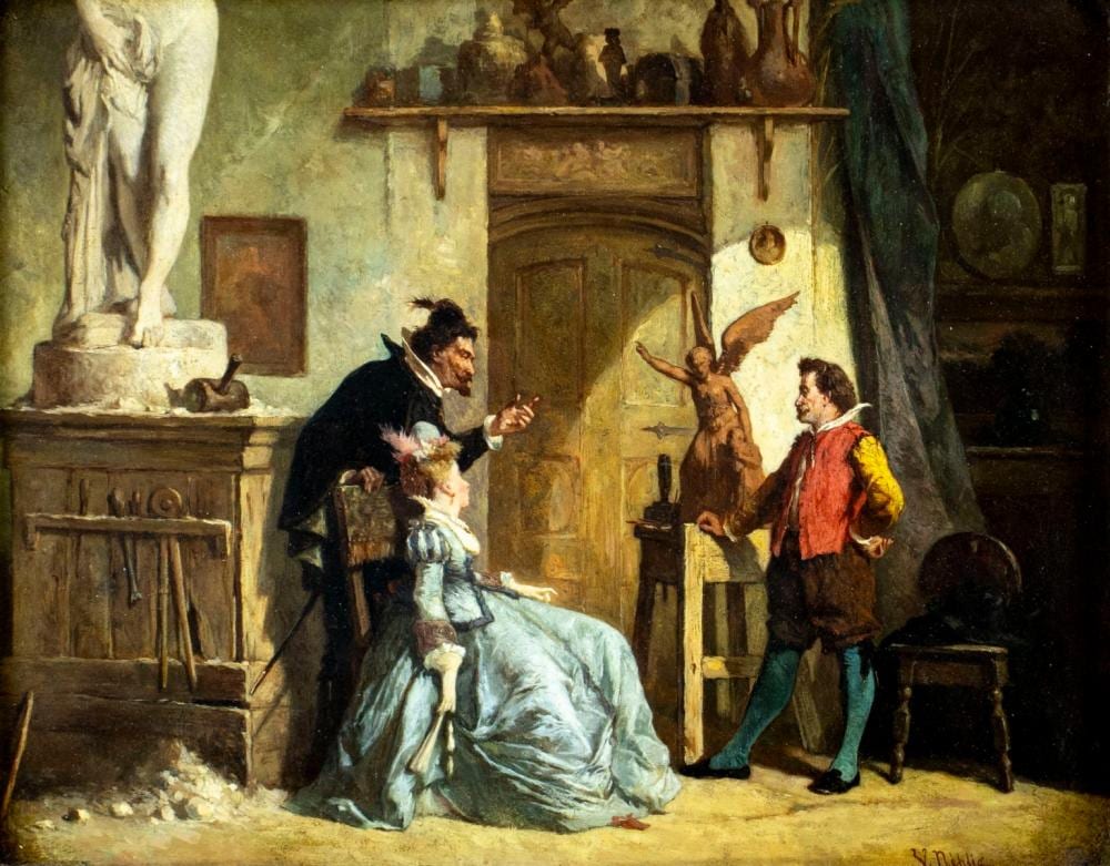 Victor Nehlig comparable auction result: victor nehlig ny french 1830 1909 oil painting antique