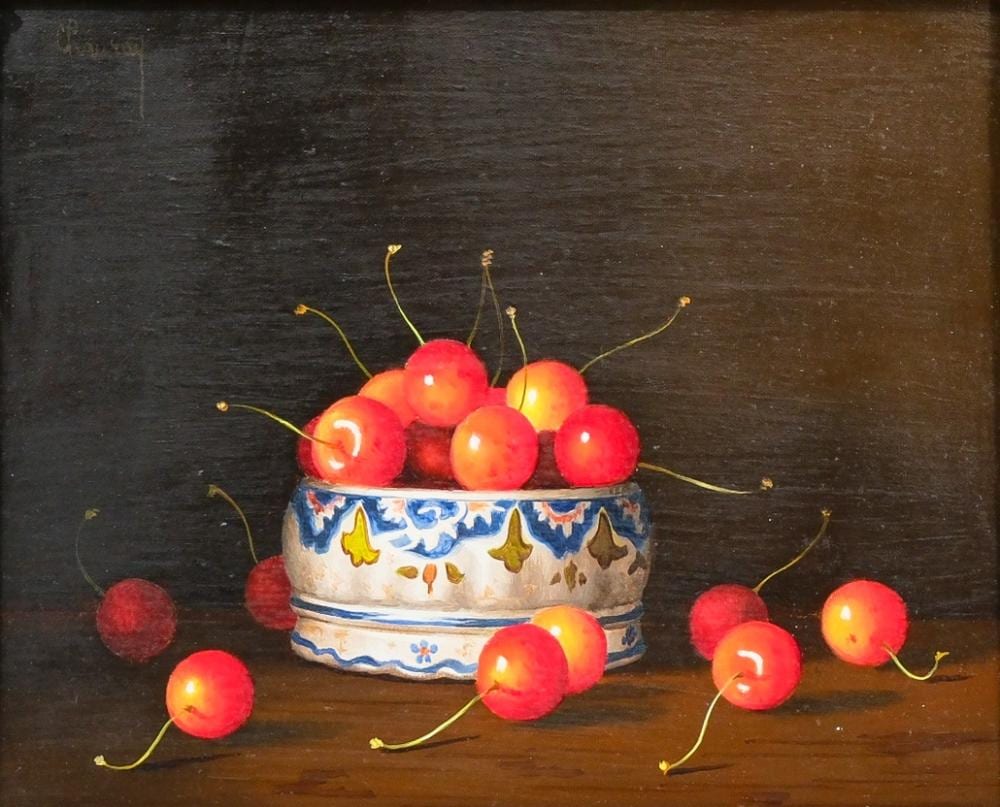 jean claude chauray 1934 1996 the cherries in old rouen oil on canvas painting · Ostantix Auctions · 2025-06-04 Jean-Claude Chauray comparable auction result: jean claude chauray 1934 1996 the cherries in old rouen oil on canvas painting