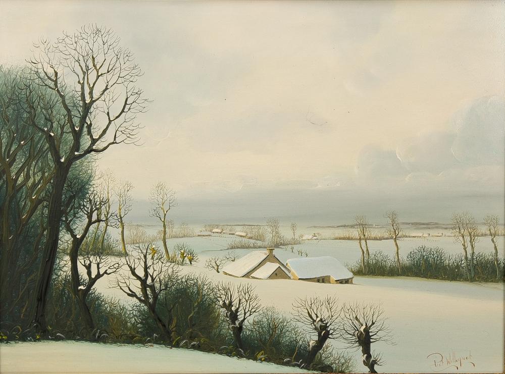 Piet Willequet comparable auction result: piet willequet 1950 an oil on panel painting of a winter landscape