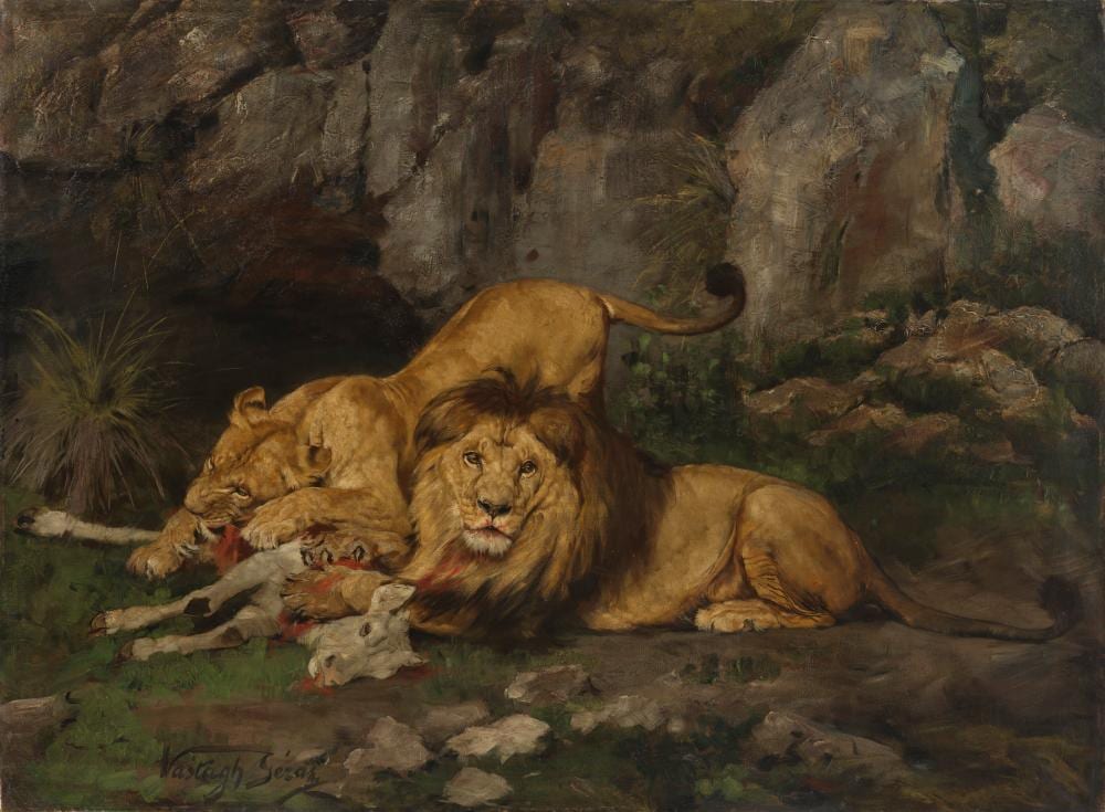g za vastagh cluj napoca 1866 1919 budapest a lion and lioness after the · Christie's · 2025-05-21 Géza Vastagh comparable auction result: g za vastagh cluj napoca 1866 1919 budapest a lion and lioness after the