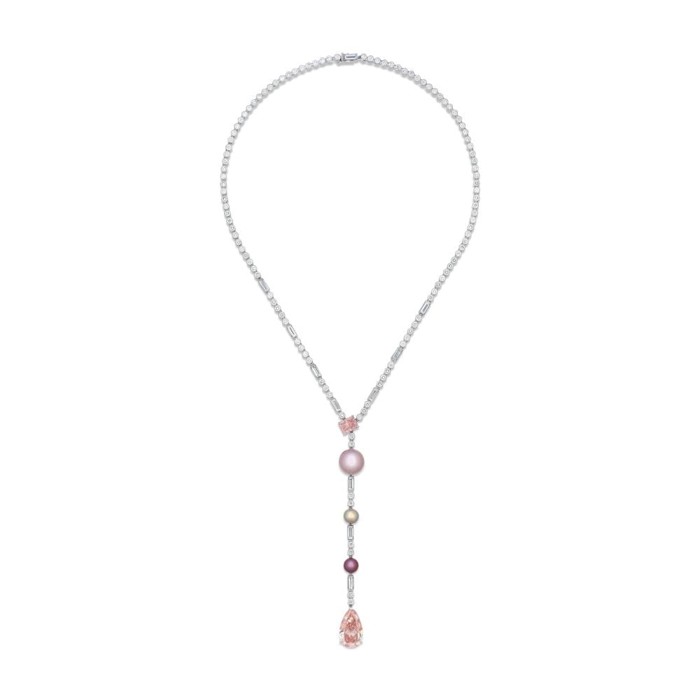 AN ELEGANT COLOURED DIAMOND, DIAMOND AND NATURAL PEARL NECKLACE, BY Cartier comparable sale