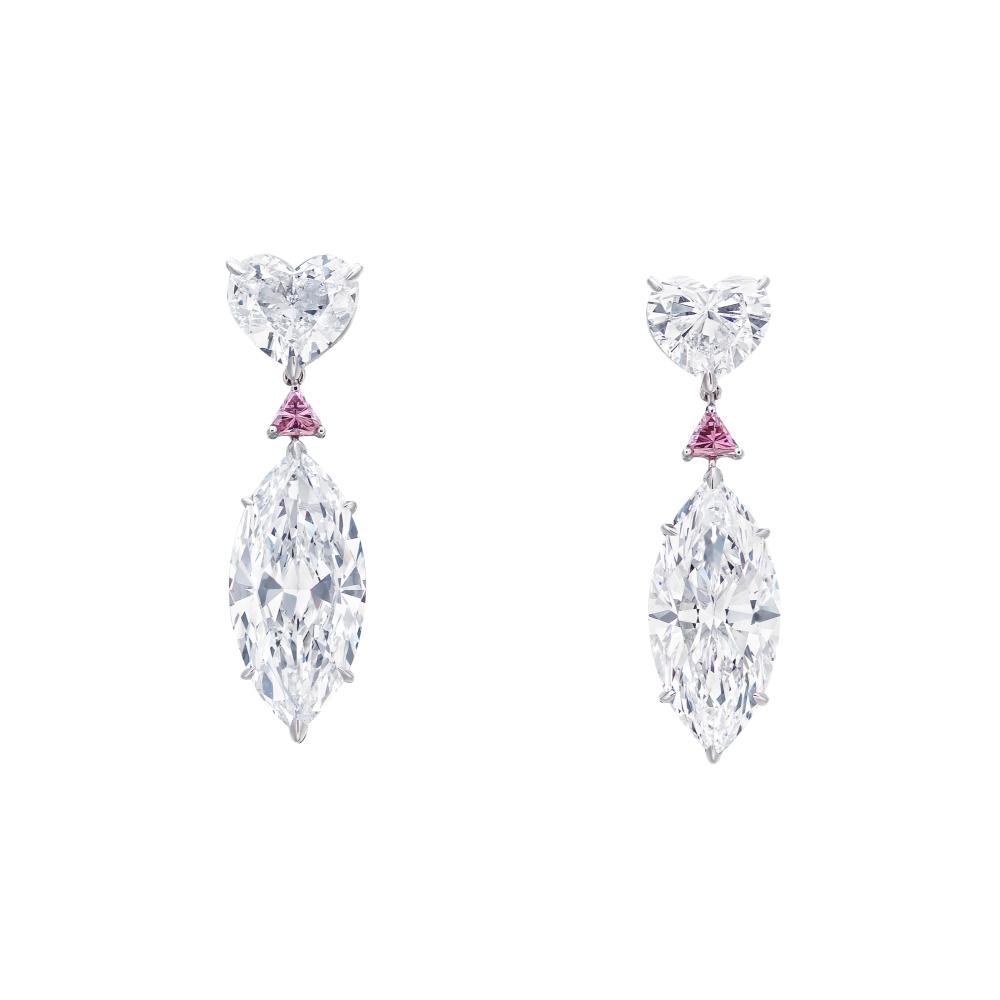 A Pair Of Important Diamond And COLOURED DIAMOND EARRINGS. comparable sale
