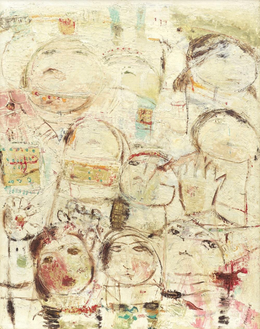 Fateh Moudarres comparable auction result: fateh moudarres syria 1922 1999 untitled group of figures 1965