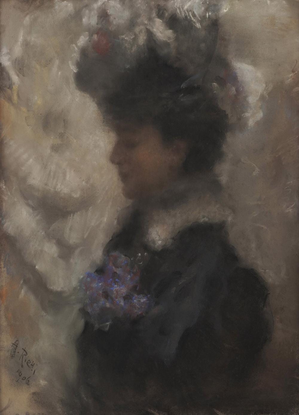 Arturo Rietti comparable auction result: arturo rietti 1863 1943 ritratto femminile di profilo