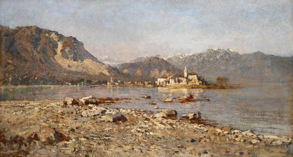 Eugenio Gignous comparable auction result: eugenio gignous 1850 1906 paesaggio lacustre