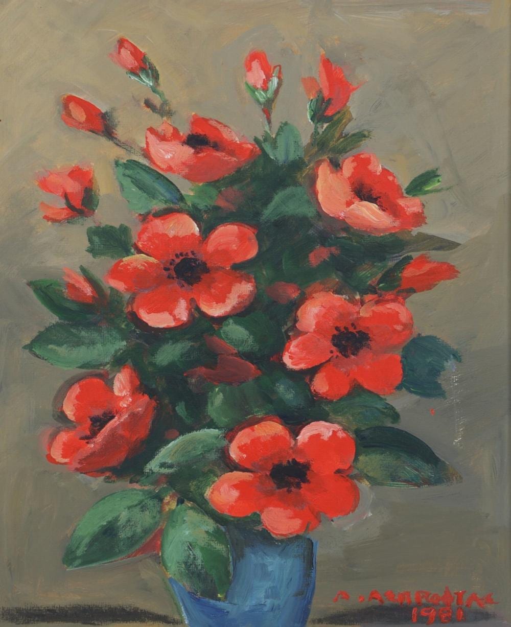 Andreas Asproftas comparable auction result: andreas asproftas 1919 2004 flowers in the vase