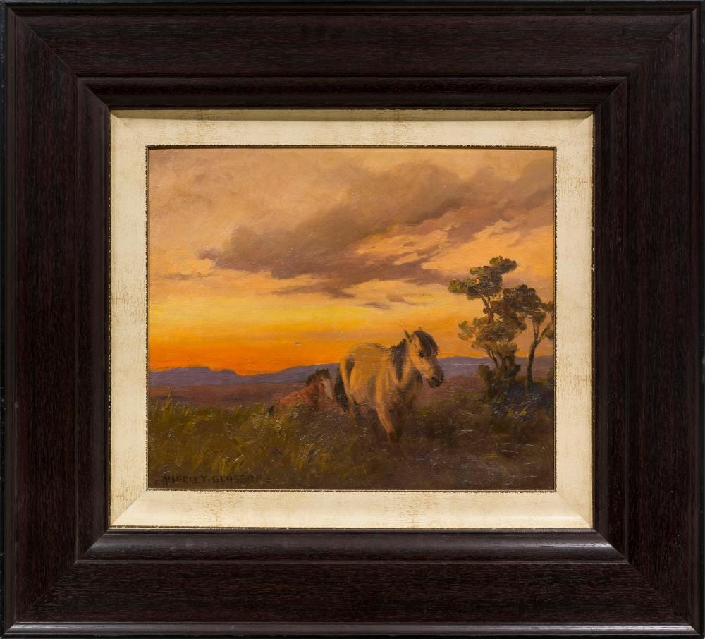 Allerley Glossop comparable auction result: allerley glossop sa 1870 1955 oil horses at sunset signed 30 x 36
