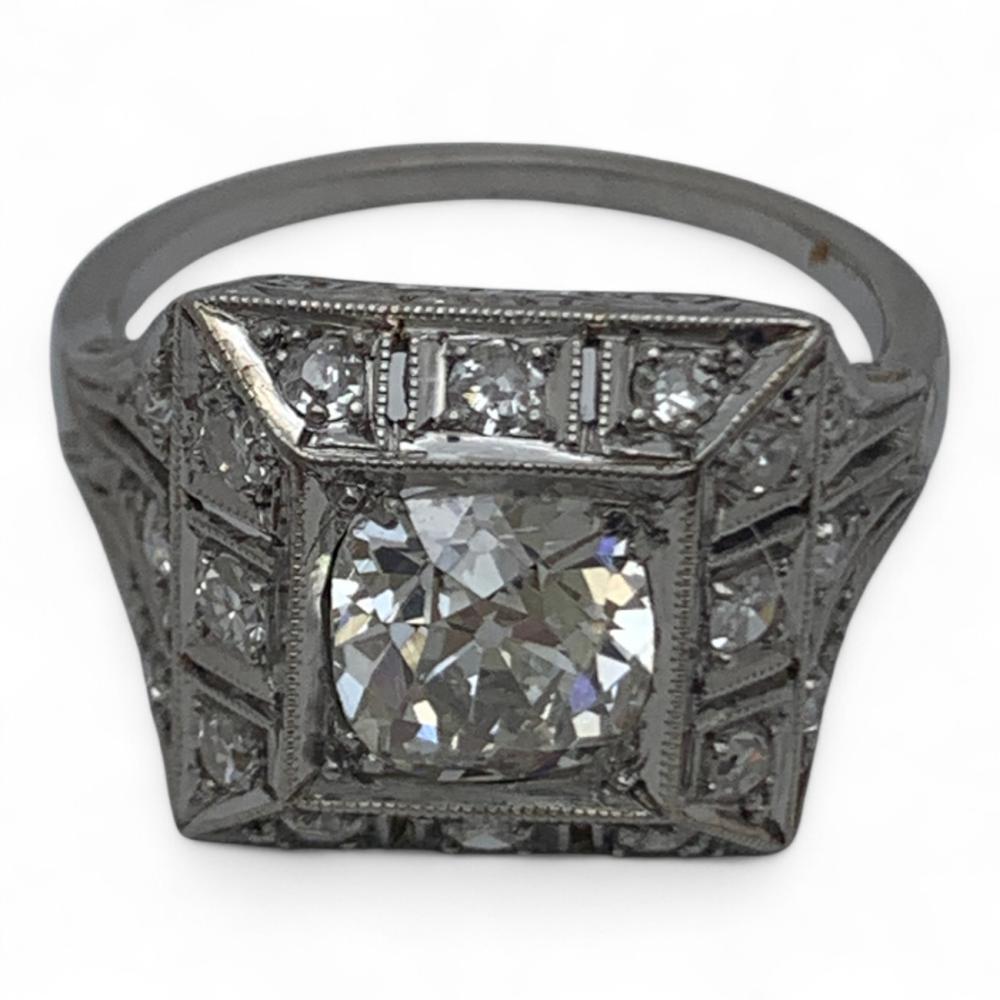 Antique 1.17 Ct Solitaire 1.78 Ctw & Platinum Ring sold by Berner's Auction Gallery, lot 3011 — auction record photograph