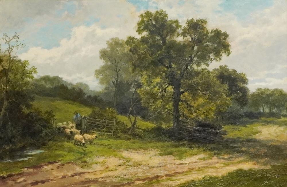 Leopold Rivers comparable auction result: leopold rivers english 1852 1905 pasture with sheep oil on canvas 24 x 30 in 61 x 76 2 cm