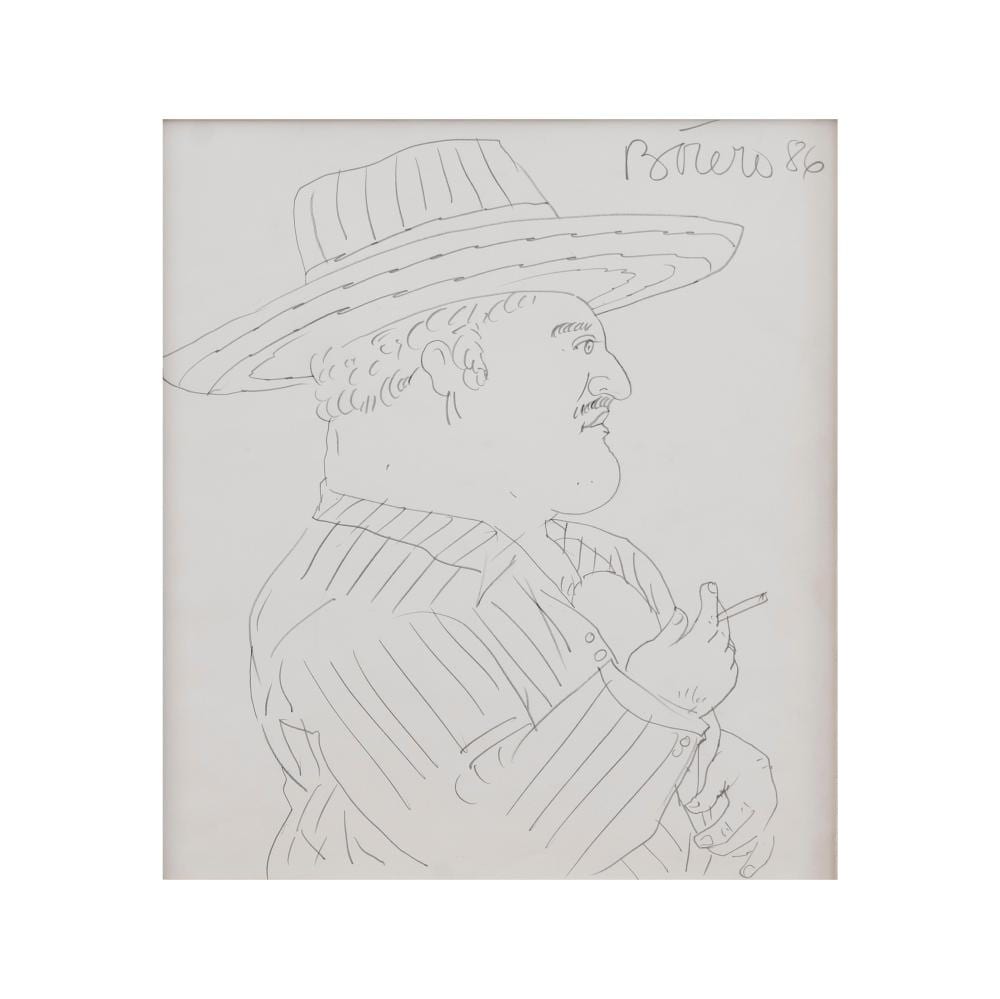 Fernando Botero (1932-2023) Hombre Fumando, 1986 Grafito y carboncillo sobre papel Medidas: 40 x 30 cm comparable sale