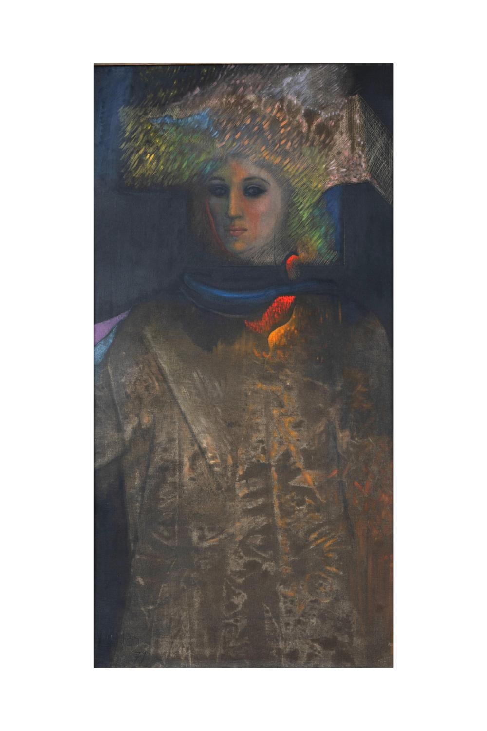 Armando Villegas (1926-2013) Arlequín, 1971 Óleo sobre lienzo Medidas: 99 x 49 cm comparable sale