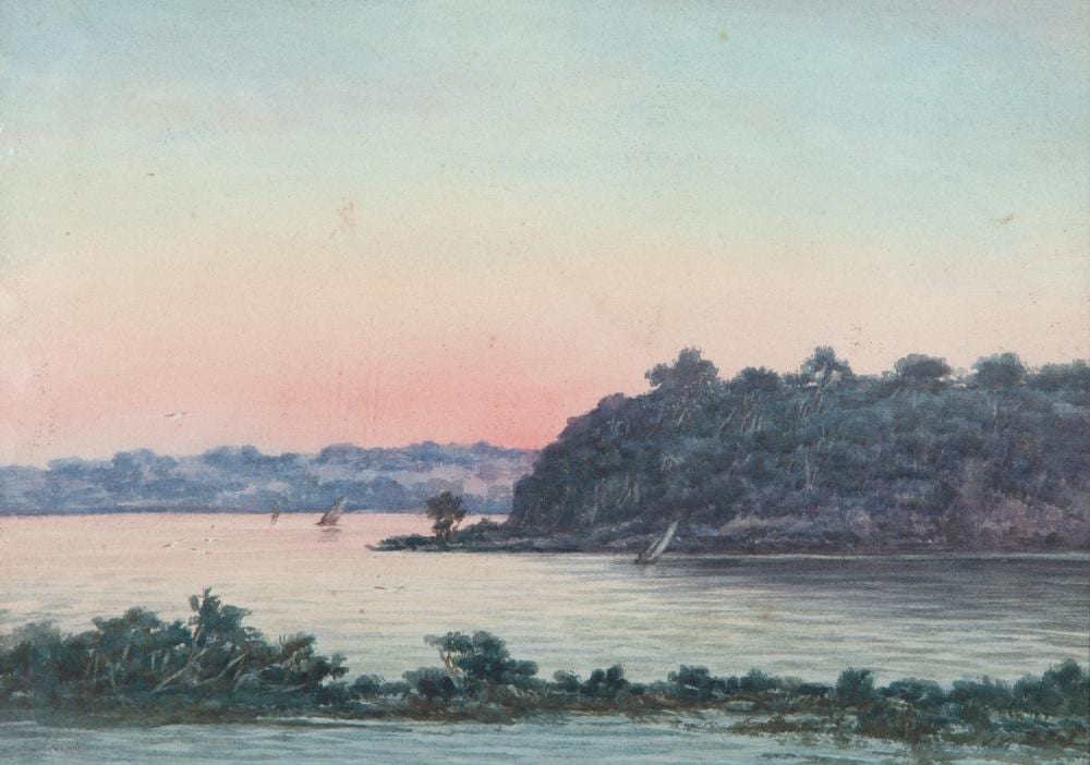 james ashton mount eliza from point belches watercolour · GFL Fine Art · 2025-05-20 James Ashton comparable auction result: james ashton mount eliza from point belches watercolour