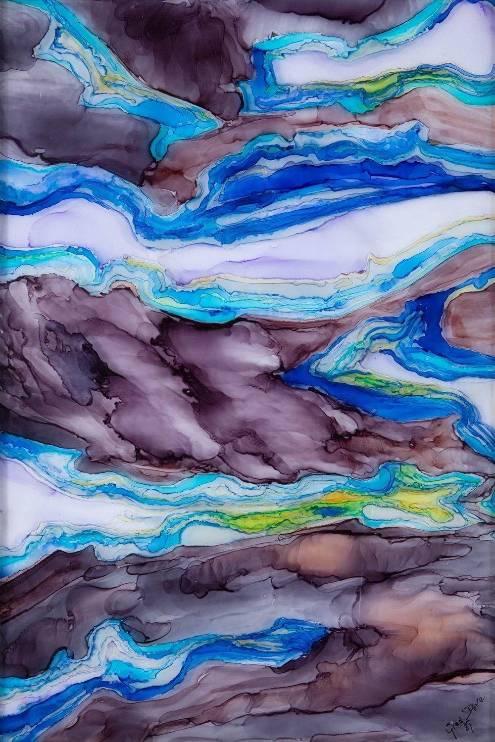Gladys M. Dove comparable auction result: gladys dove midnight opal mineral ink on perspex