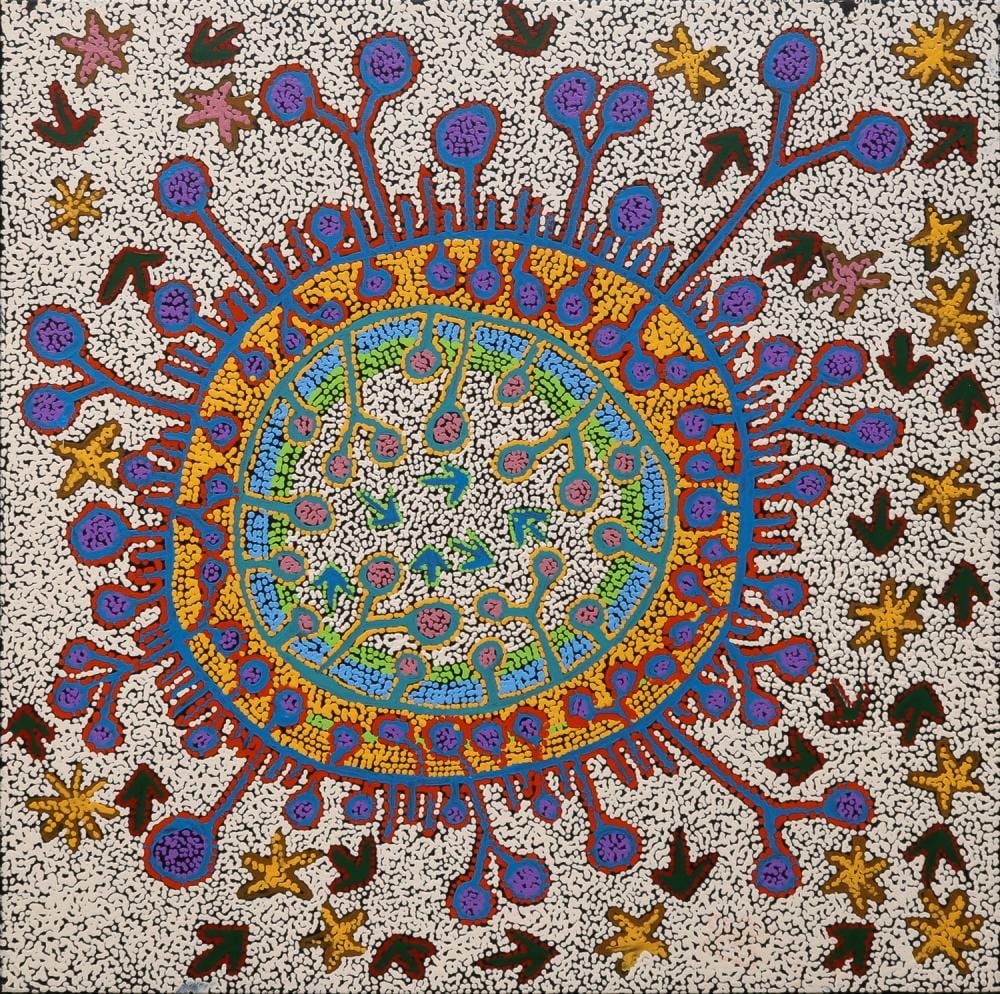NYANU JENNY KEN comparable auction result: nyanu jenny ken mingkiri cave site acrylic on linen 101cm x 102cm