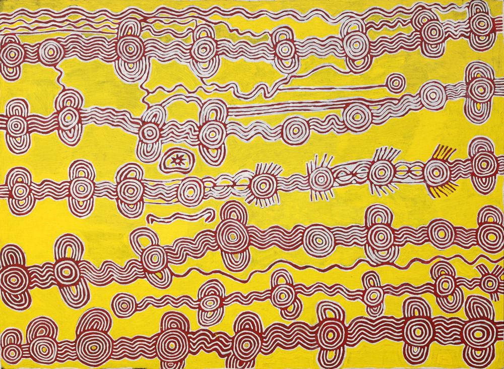 Kenny Williams Tjampitjinpa comparable auction result: kenny williams tjampitjinpa men s ceremony acrylic on belgian linen 124cm x 169cm