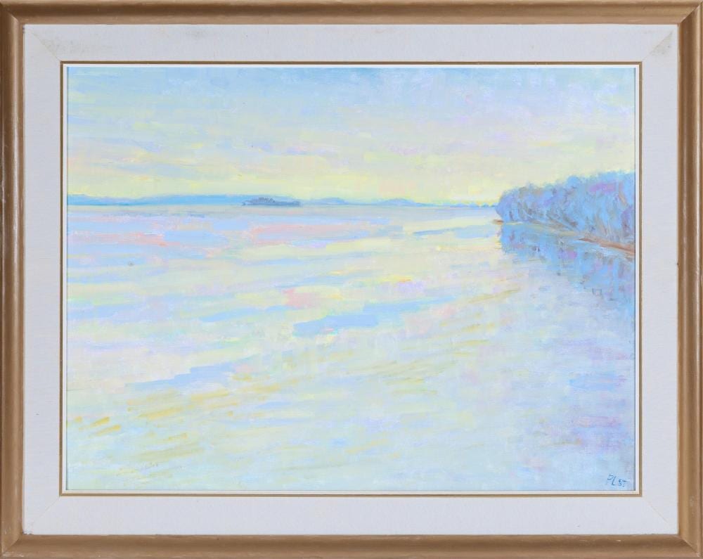 Peter Laverty comparable auction result: peter laverty tuggerah at low tide1987 oil on board 45 x 60cm frame size 59 x 74cm