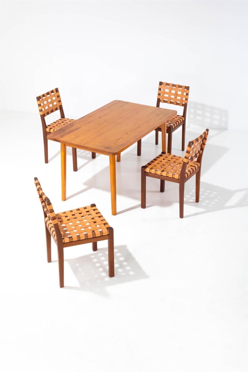 Aino Aalto comparable auction result: aino aalto 1894 1949 four chairs model no 615 and a table