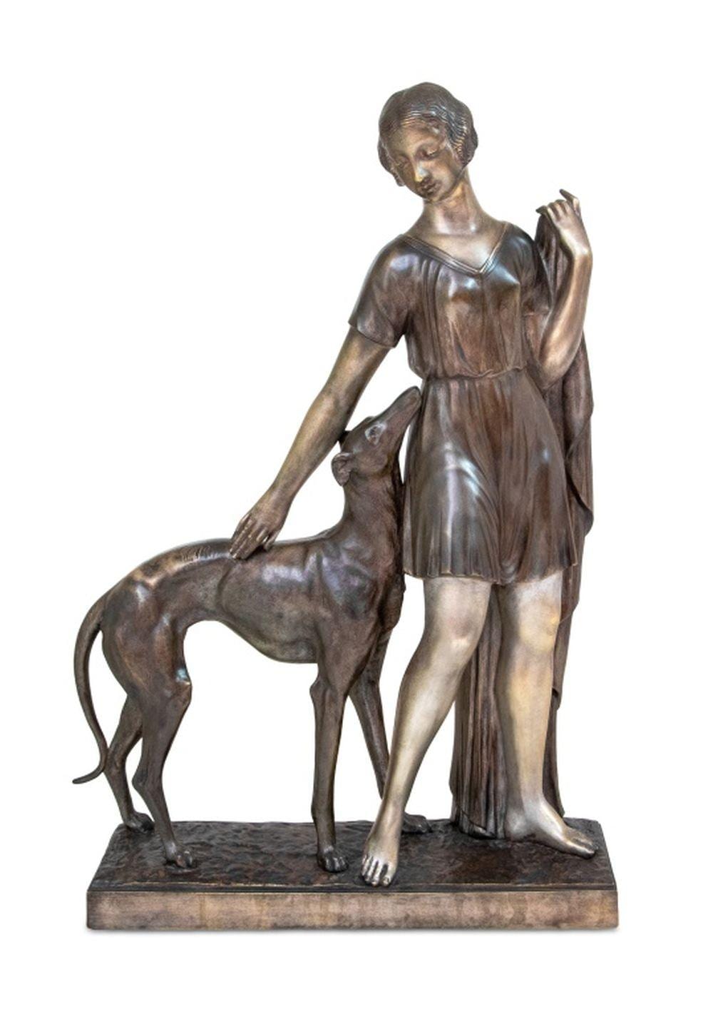 ignacio gallo woman and greyhound bronze · Auctions at Showplace · 2025-06-19 Ignace Gallo comparable auction result: ignacio gallo woman and greyhound bronze