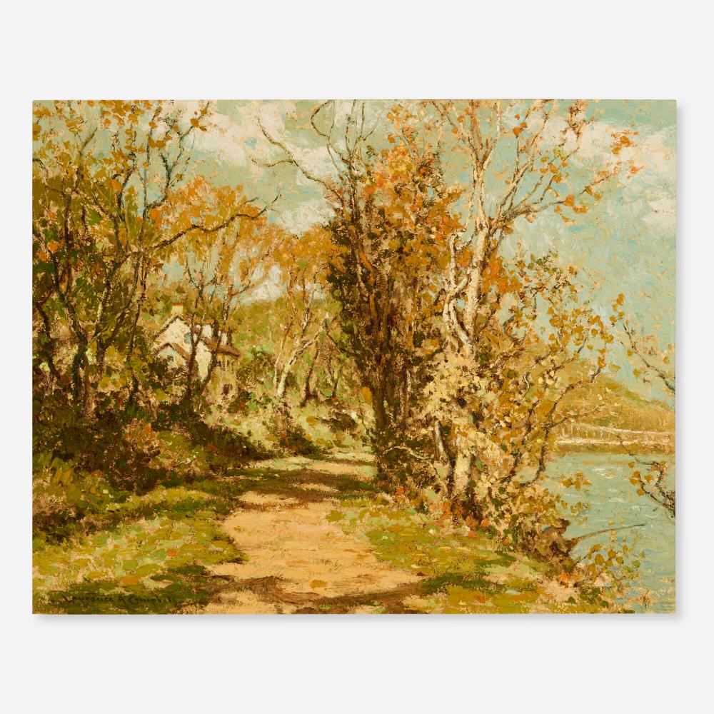 Laurence Campbell comparable auction result: laurence campbell autumn the river path at lambertville